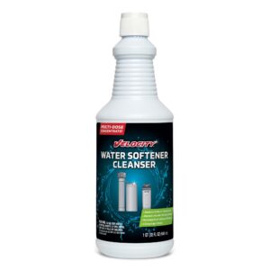 velocity water softener cleaner solution - 4 uses per bottle. restores softener efficiency. removes contaminants & extends water softener life