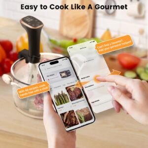 BLITZHOME Sous Vide Cooker, WiFi APP/Touch Control, IPX7 Waterproof Compact Sous Vide Machine Pro, Accurate Temperature & Timer, Ultra Quiet Stainless Precision Immersion Circulator with Recipes