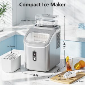 Antarctic Star Countertop Ice Maker Machine,45Lbs Square Ice Cubes in 24 Hrs,16 Ice Cubes Ready in 8 Mins with Self-claning,24H Timer Setting, Ice Scoop and Basket for Home Kitchen Office Bar, Grey