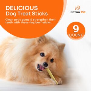 ReThink Pet Pack of 9 Rawhide Sticks Protein Rich with Beef, Lamb & Chicken, All Natural, Healthy, Great Tasting Special Reward as Dog Treats, Long Lasting Dog Chew, Suitable for Puppy Small Dogs