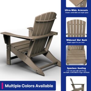 BRIOPAWS Adirondack-Chairs-Set of 2 | Wood Grain | Fire Pit Chair | Oversized | HDPE Plastic | Weather Resistant | for Deck Outdoor Poolside Campfire