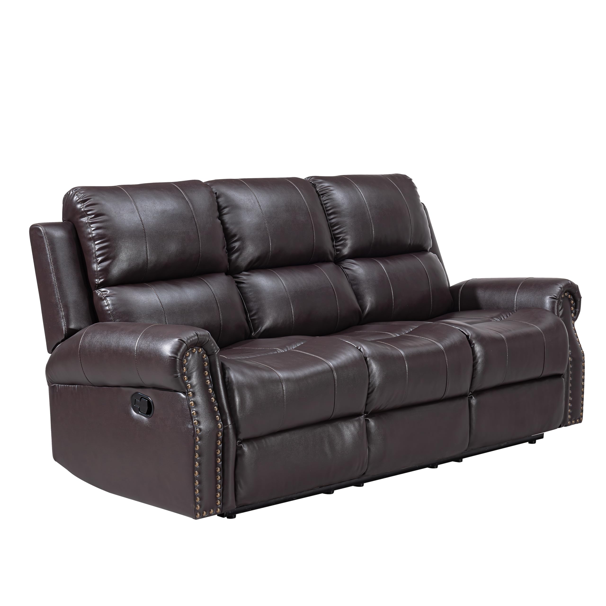 New Classic Furniture Sierra Faux Leather Sofa with Dual Recliners, Brown