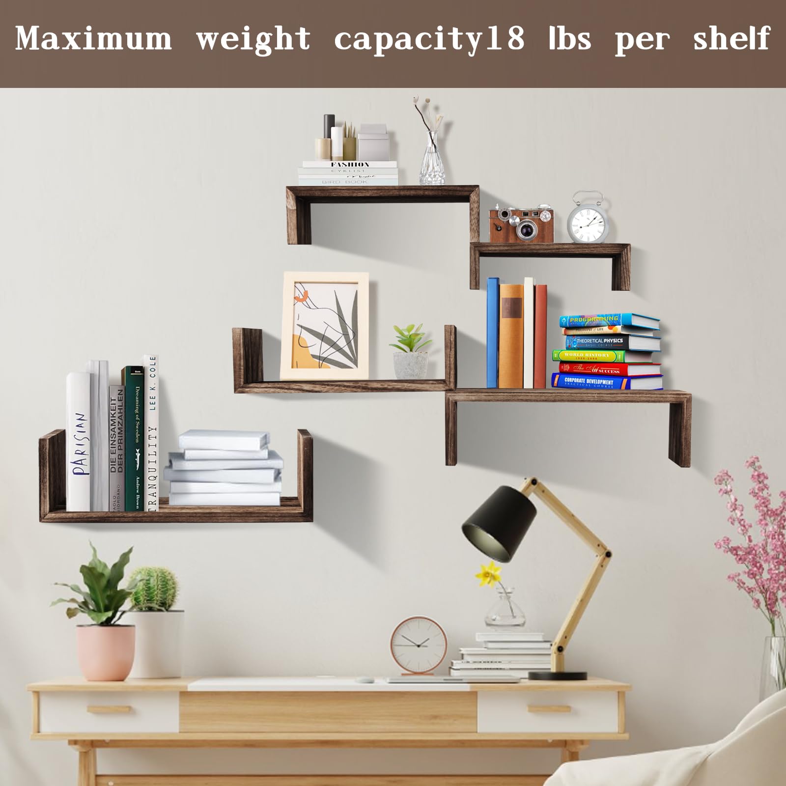 cbesvfo Wood Floating Shelves for Wall Shelf for Bedroom, Hanging Floating Book Shelves for Room Wall Shelves for Bedroom Wall, Repisas Flotantes De Pared, Suitable for Bedroom, Living Room, Kitchen