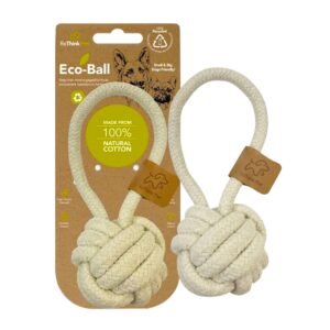 rethink pet eco cotton rope ball dog toy, natural cotton dog toy & ball rope toys for dogs, rope toy for big & small dog, densely woven & durable dog training toys