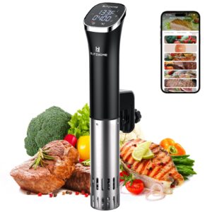 blitzhome sous vide cooker, wifi app/touch control, compact sous vide machine 1000w with recipes, accurate temperature & timer, ultra quiet stainless precision immersion circulator