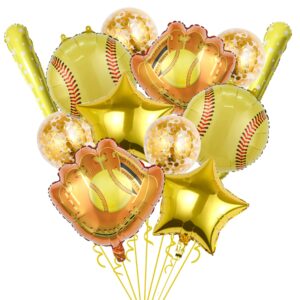 softball party balloons,12pcs softball glove foil balloons, balloons,bat balloons confetti balloons for sports theme supplies gender reveal baby shower decoration,boys girls birthdays party supplies