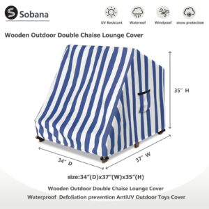 Sobana Kids Outdoor Chaise Lounge Cover for Wooden Double Chaise Lounge,Waterproof Patio Furniture Cover with Zipper for Kids or Pets,Blue