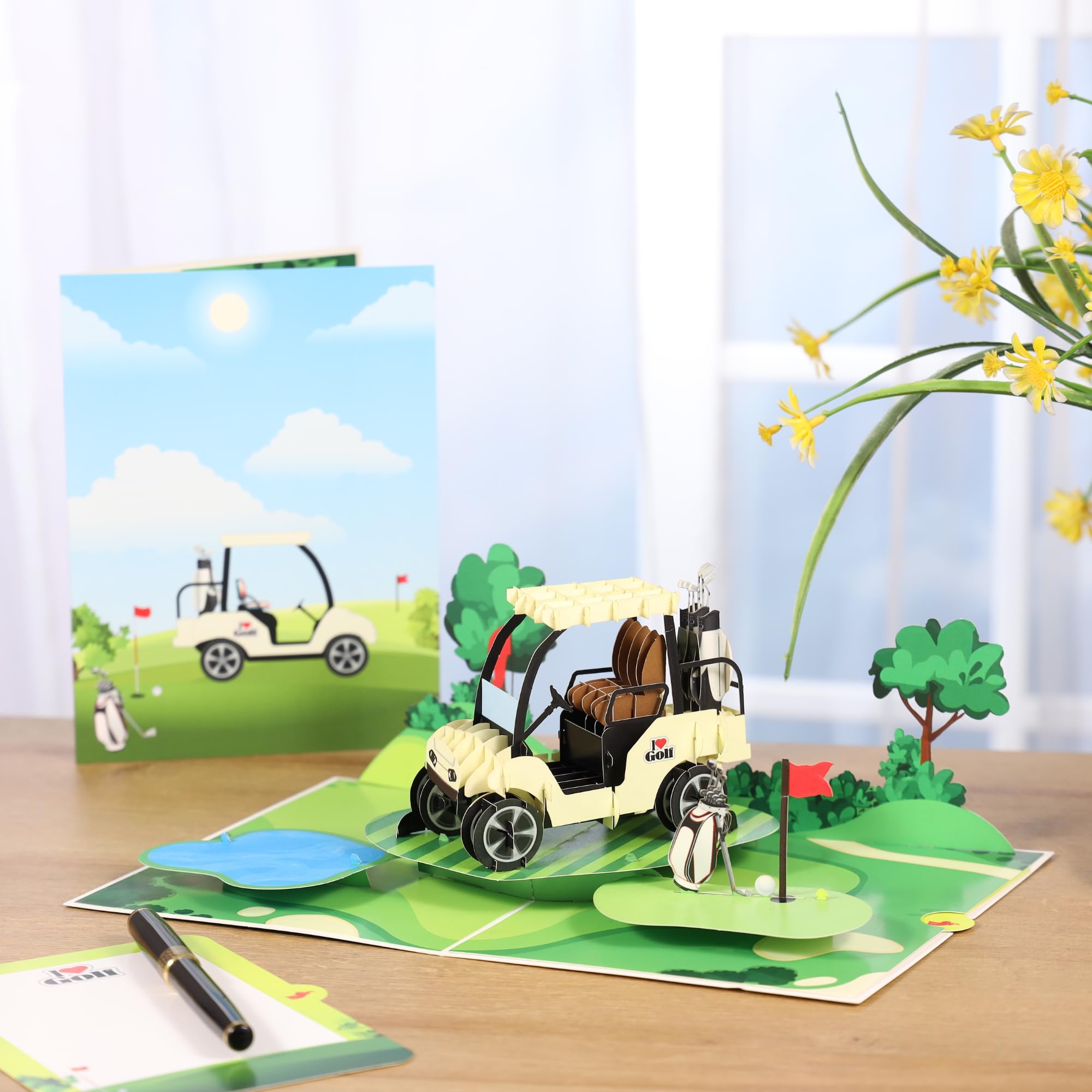 Golf Pop Up Birthday Card for Men, Golfers; 3D Golf Pop Up Fathers Day Card, Father's Day Card for Men, Dad, Husband, Grandpa, Him; All-Occasion Greeting Card, Retirement Card for Boss, Coworker