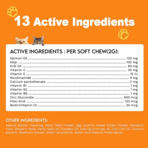 Munchy Chomps Salmon Munch for Cats - Skin & Coat Health Support with Omega Fatty Acids - Promotes Hydration, Itch Relief & Immune Support (Salmon)