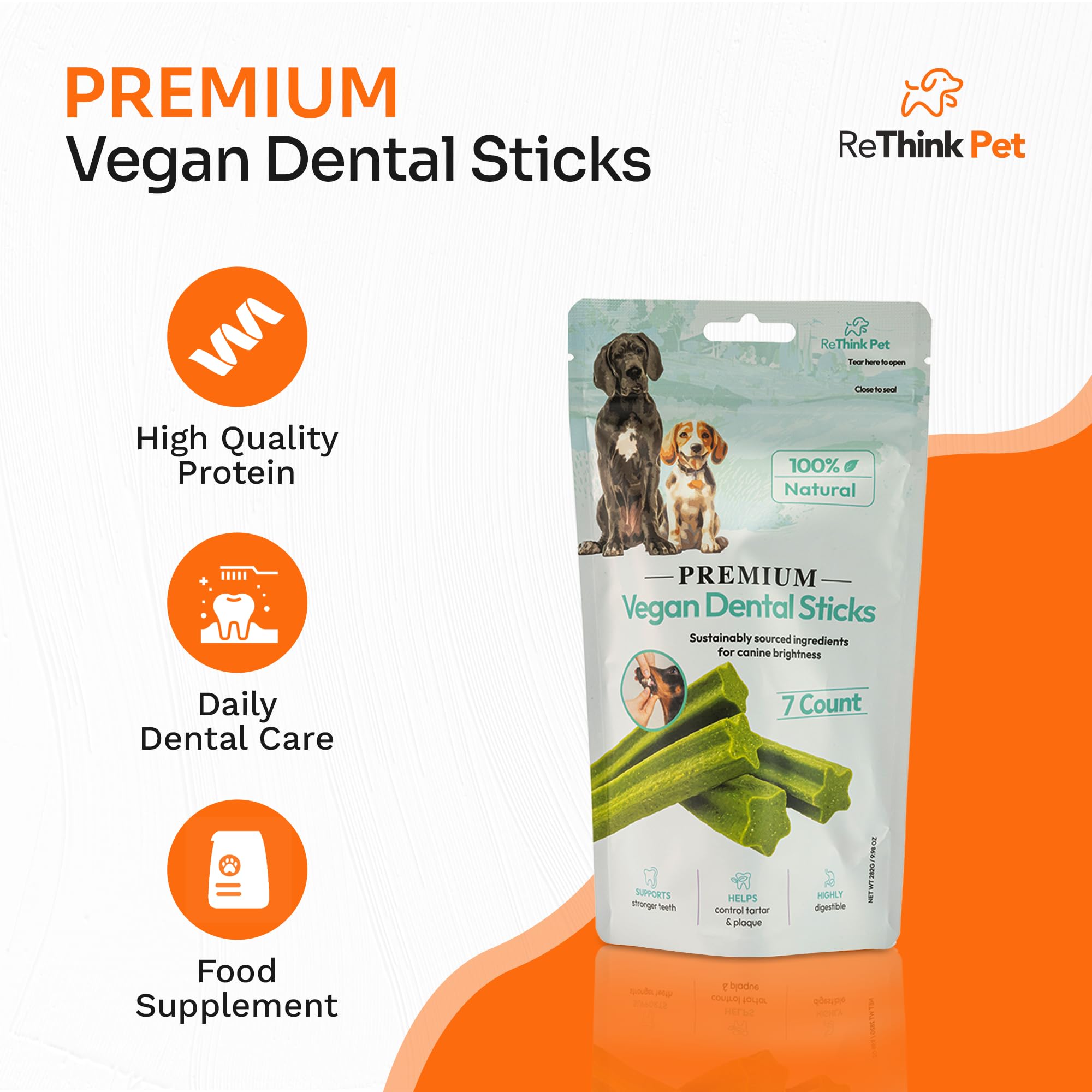 7 Pcs Premium Vegan Dental Sticks for Dogs, All Natural Dog Dental Chew, Dog Teeth Cleaning Chews, Dog Breath Treats for Dog's Oral Hygiene, Dog Chews for Cleaning Teeth, Small Dog