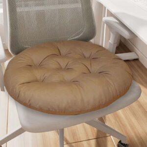 Aubatece 16 Inch Round Chair Pad Seat Cushion,Soft Outdoor Bistro Chair Cushions,Round Floor Seat Cushions for Office Bedroom Living Room Patio Deck Furniture (Brown)