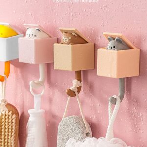 NiceForU Cute Cat Wall Hooks, Wall Mounted Coat Hook Adhesive or Nail for Dual use, Decorate Non Slip Space Saving (Pack of 6)