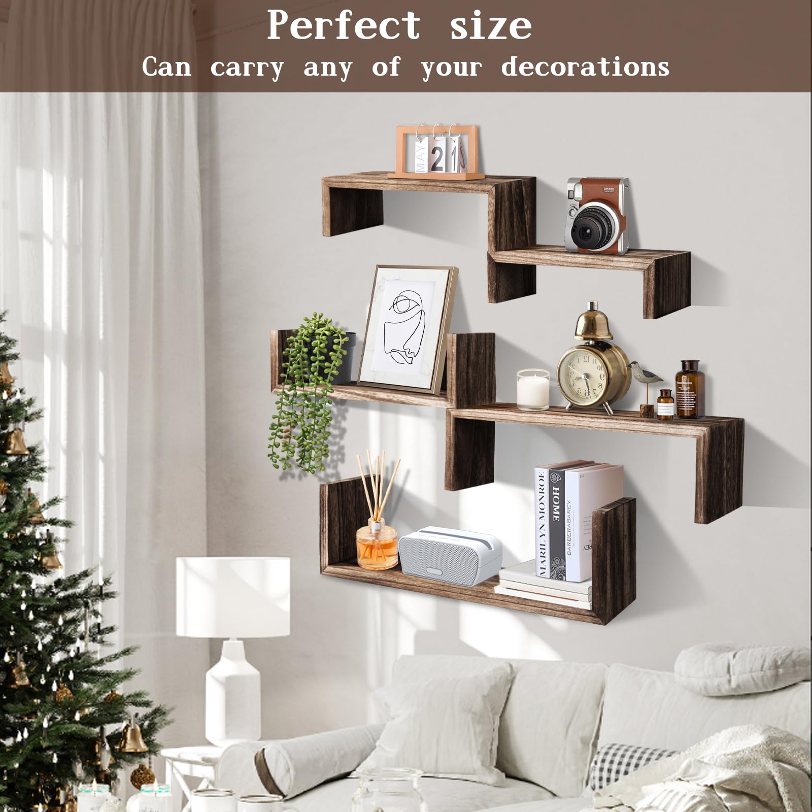 cbesvfo Wood Floating Shelves for Wall Shelf for Bedroom, Hanging Floating Book Shelves for Room Wall Shelves for Bedroom Wall, Repisas Flotantes De Pared, Suitable for Bedroom, Living Room, Kitchen