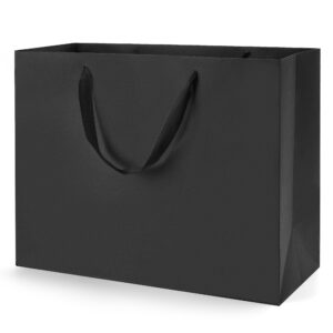 moxarysu extra large black gift bags: 16x6x12 inch 3pcs black paper gags with handles bulk for party shopping birthday wedding