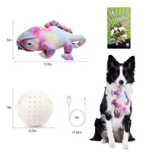 Letwearn Interactive Dog Toys, Upgrade Active Moving Pet Plush Toy for Boredom Talking and Singing Moving Dog Ball Washable Cartoon Pink Squeaky Lizard Chew Toy for Dog Cats