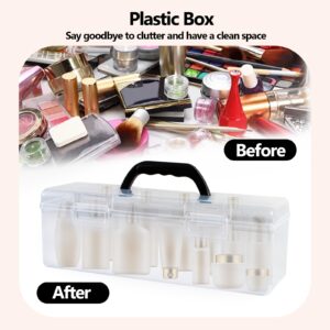 Ganydet Clear Storage Box with handle, 13.77'' × 3.93'' × 4.7'' Small Tool Box Multipurpose Plastic Portable Container Plastic Storage Container Box with Handle Card Storage Box,Clear