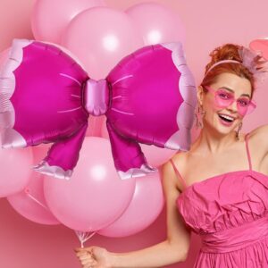 GOTPASS 2 Pieces Bow Balloon Bowtie Pink Balloon Jumbo Bow Balloon for Baby Shower Gender Reveal Birthday Party Decoration