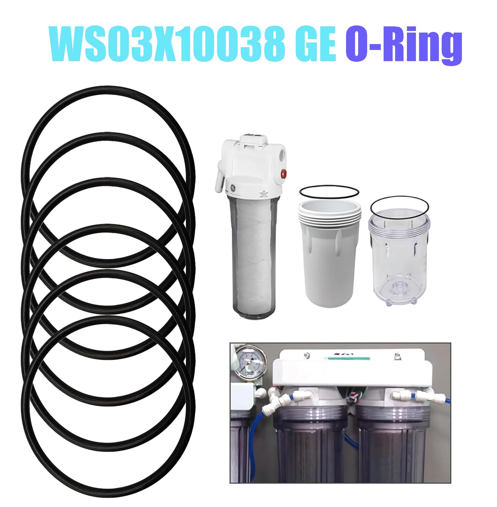 WS03X10038 GE O-Ring Compatible with KWGE25RG GXWH01C, CXWH08C, GXWH04F, GXWH20F, GXWH20S, GXRM10 & GX1S01R 2.5 Inch Water Filter Housing Gasket(6/Pack)