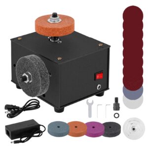 3-in-1 mini bench grinder polisher machine, 4 inch disc sander, seven speed adjustable, 4 inch sanding disc machine with dual motor control, includes six 3-inch sanding wheels and 10 sandpapers