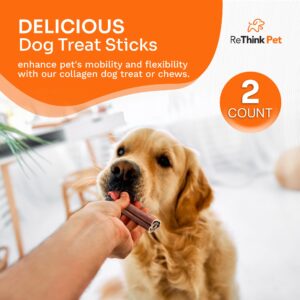 ReThink Pet Premium 2pcs Collagen Sticks for Dogs, All Natural Dog Collagen Sticks, Great Tasting to Support Healthy Skin & Shiny Coats, Highly Digestible, Beef Collagen Chews for Dogs, Collagen Chew