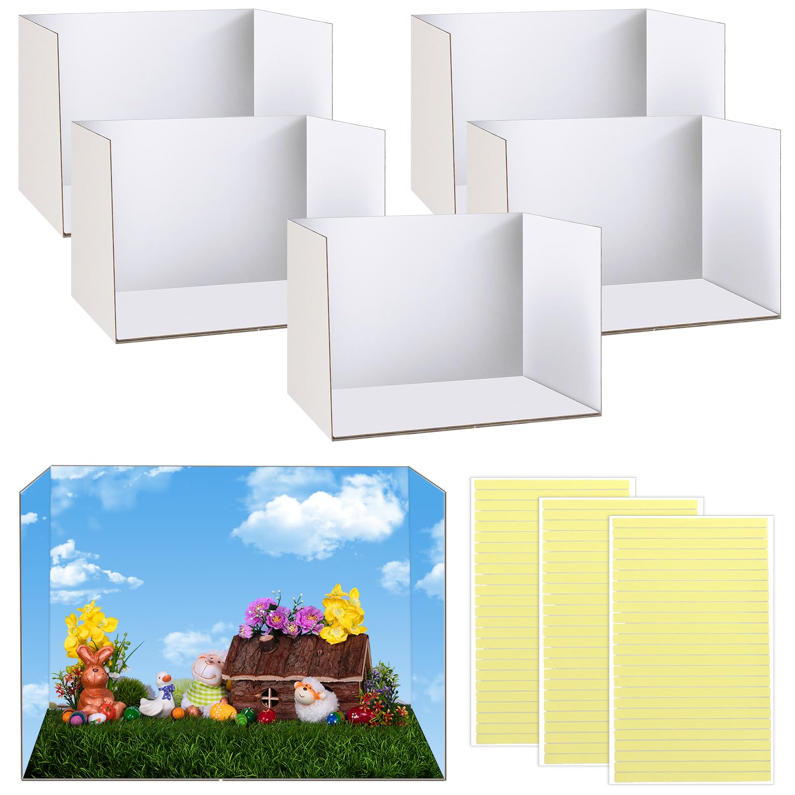 3 Pcs Diorama Box Cardboard Diorama Kit Diorama Supplies with Double Sided Tapes for Diorama Project Display, White Display Case, 11.8 x 8.7 x 8.3 Inch