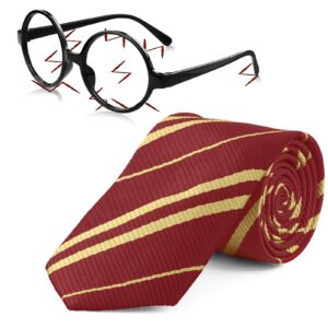 moncinday novelty cosplay tie wizard glasses no lenses for wizard themed birthday party costume accessories necktie halloween party