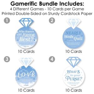 Big Dot of Happiness On Cloud 9-4 Bridal Shower Games - 10 Cards Each - Who Knows The Bride Best, Bride or Groom Quiz, Whats in Your Purse and Love - Gamerific Bundle