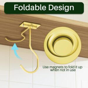 bussdis Folding Banana Hanger Hook Gold - Banana Holder Under Cabinet, Self Adhesive Banana Hook