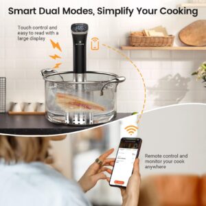 BLITZHOME Sous Vide Cooker, WiFi APP/Touch Control, Compact Sous Vide Machine 1000W with Recipes, Accurate Temperature & Timer, Ultra Quiet Stainless Precision Immersion Circulator