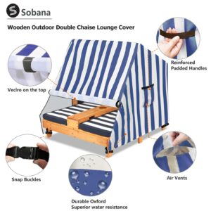 Sobana Kids Outdoor Chaise Lounge Cover for Wooden Double Chaise Lounge,Waterproof Patio Furniture Cover with Zipper for Kids or Pets,Blue