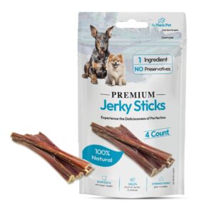 rethink pet dog jerky treats made in usa only, natural beef jerky, long-lasting jerky dog treats for pet's dental hygiene, all-natural dog treats, 4-pc chew sticks for dogs, dog jerky treats