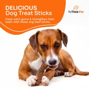 ReThink Pet 4 Pcs Premium Crunchy Bully Sticks for Dogs, All Natural Beef Dog Chews, Training Treats for Dogs, Bully Sticks for Aggressive Chewers, Best Dog Treat, Dog Treats for Medium to Small Dogs