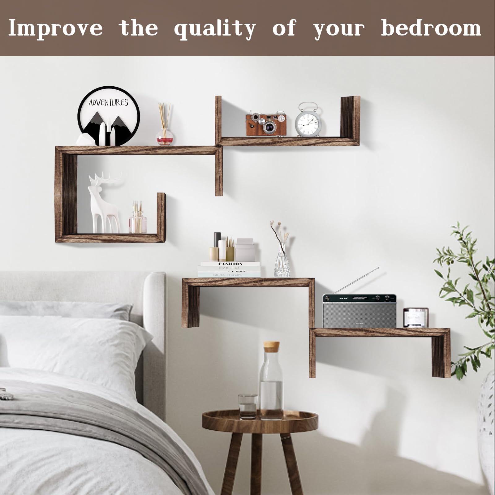 cbesvfo Wood Floating Shelves for Wall Shelf for Bedroom, Hanging Floating Book Shelves for Room Wall Shelves for Bedroom Wall, Repisas Flotantes De Pared, Suitable for Bedroom, Living Room, Kitchen