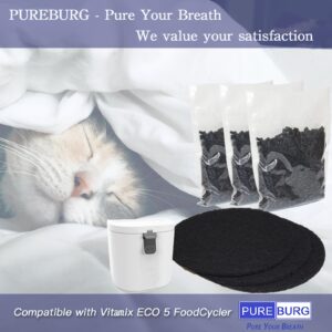 PUREBURG ECO 5 Odor Absorbing Carbon Refills Pack Compatible with Vitamix FoodCycler Model : ECO 5, Collecton Lid Filter Carbon Filters