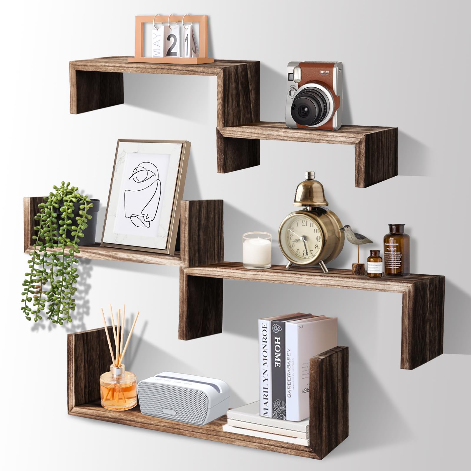 cbesvfo Wood Floating Shelves for Wall Shelf for Bedroom, Hanging Floating Book Shelves for Room Wall Shelves for Bedroom Wall, Repisas Flotantes De Pared, Suitable for Bedroom, Living Room, Kitchen