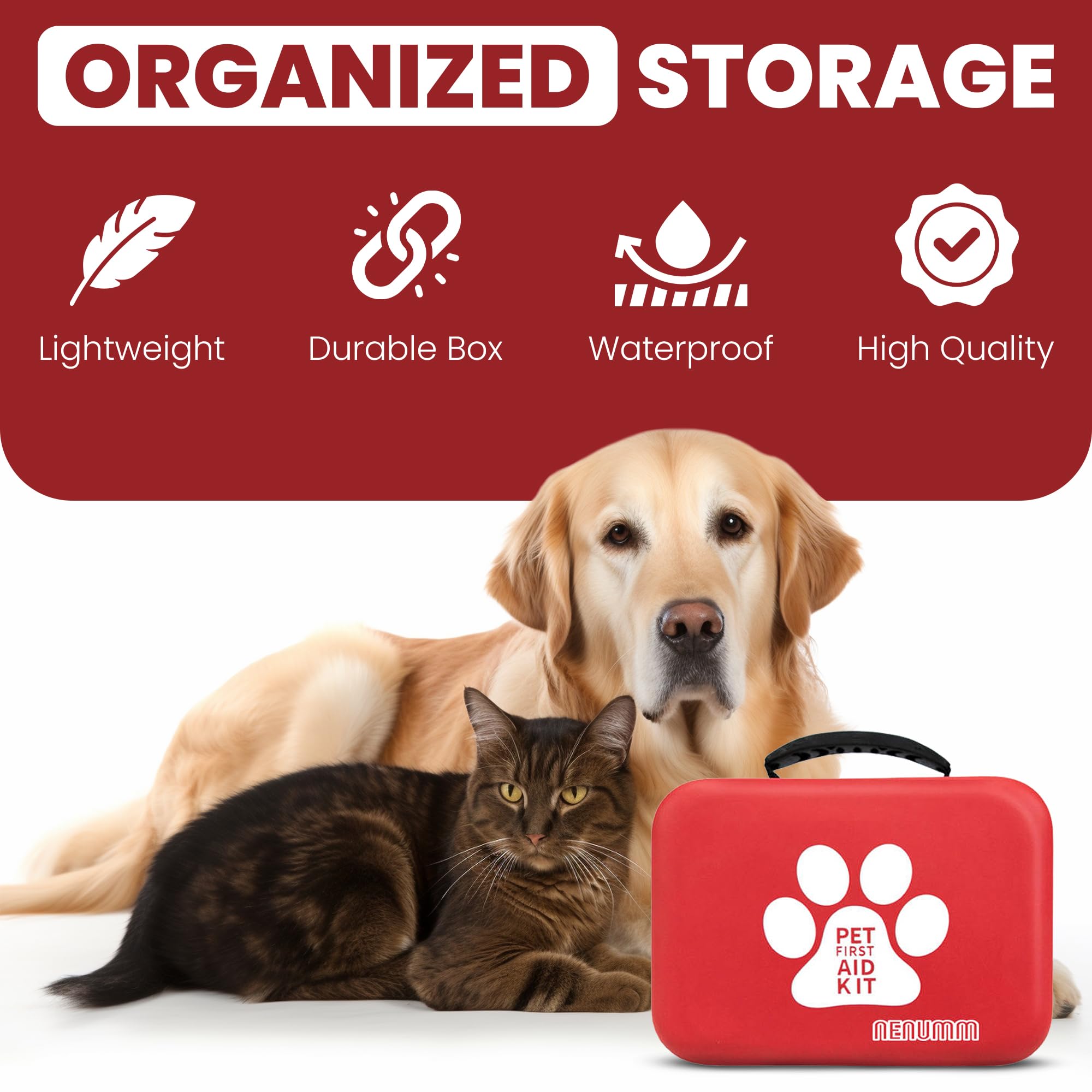 NENUMM Adventure Medical Pet First Aid Kit for Dogs & Cats - Waterproof, Lightweight EVA Emergency Kit with Organized Storage, Essential camping essentials, travel essentials