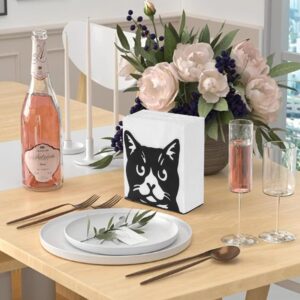 QZXYGY Napkin Holder for Table, Black Metal Napkin Holder for Kitchen Dining Farmhouse Cocktail Picnic Bar Rustic,Cat Modern Napkins Holder for All Dining Room Decors