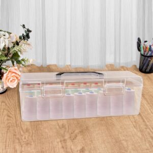 Ganydet Clear Storage Box with handle, 13.77'' × 3.93'' × 4.7'' Small Tool Box Multipurpose Plastic Portable Container Plastic Storage Container Box with Handle Card Storage Box,Clear