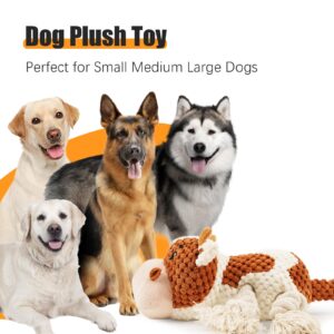 Dog Squeak Toy - Dog Toys for Aggressive Chewers, Dog Plush Toy for Large Dogs (Brown and White)