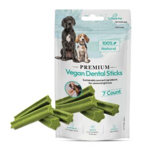 7 pcs premium vegan dental sticks for dogs, all natural dog dental chew, dog teeth cleaning chews, dog breath treats for dog's oral hygiene, dog chews for cleaning teeth, small dog