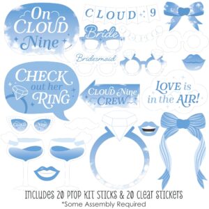 Big Dot of Happiness On Cloud 9 - Bridal or Bachelorette Party Photo Booth Props Kit - 20 Count