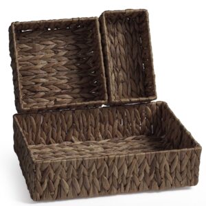 water hyacinth storage basket wicker baskets for organizing bathroom storage baskets for decor bathroom towel storage tray bread basket for kitchen -brown