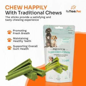 7 Pcs Premium Vegan Dental Sticks for Dogs, All Natural Dog Dental Chew, Dog Teeth Cleaning Chews, Dog Breath Treats for Dog's Oral Hygiene, Dog Chews for Cleaning Teeth, Small Dog