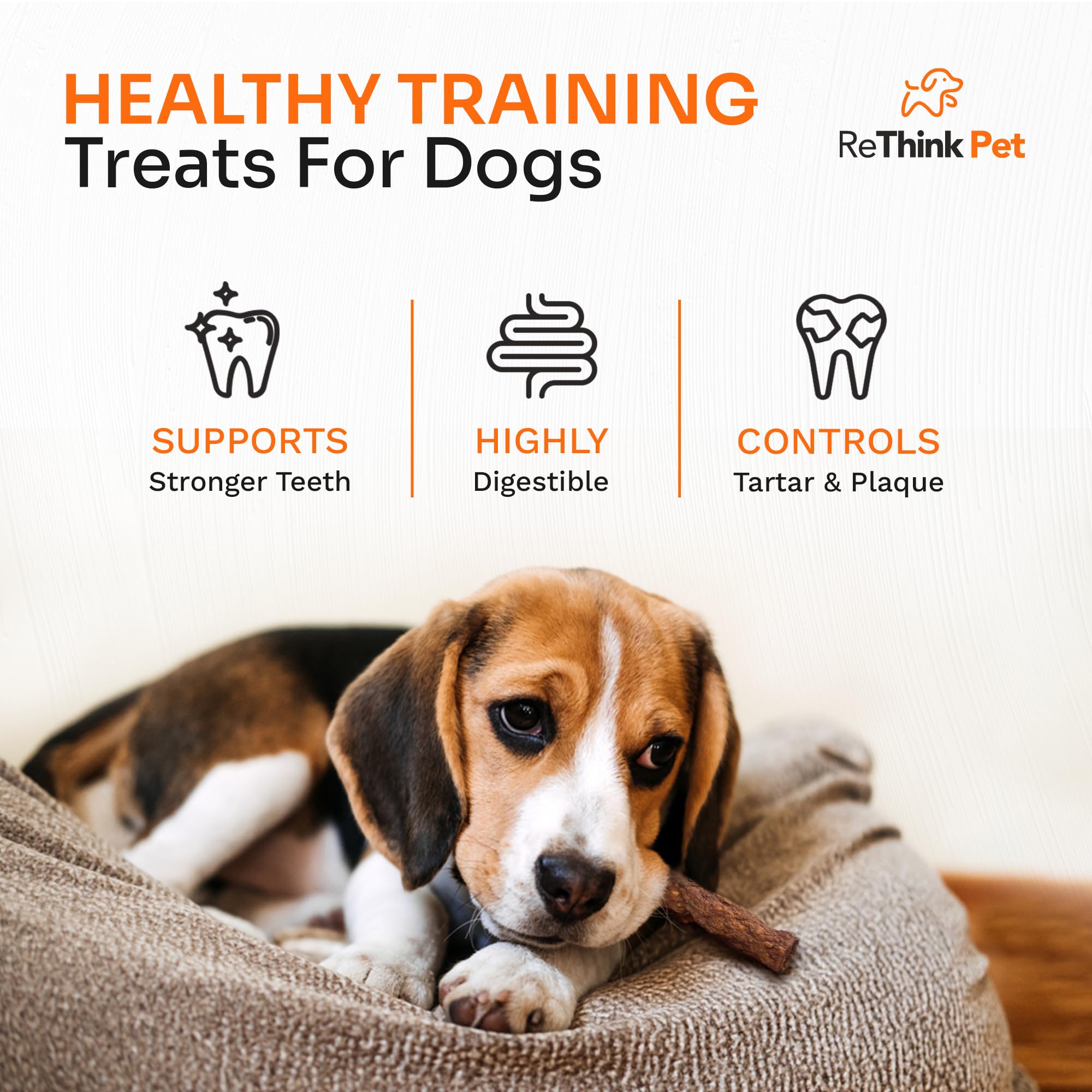 ReThink Pet 4 Pcs Premium Crunchy Bully Sticks for Dogs, All Natural Beef Dog Chews, Training Treats for Dogs, Bully Sticks for Aggressive Chewers, Best Dog Treat, Dog Treats for Medium to Small Dogs