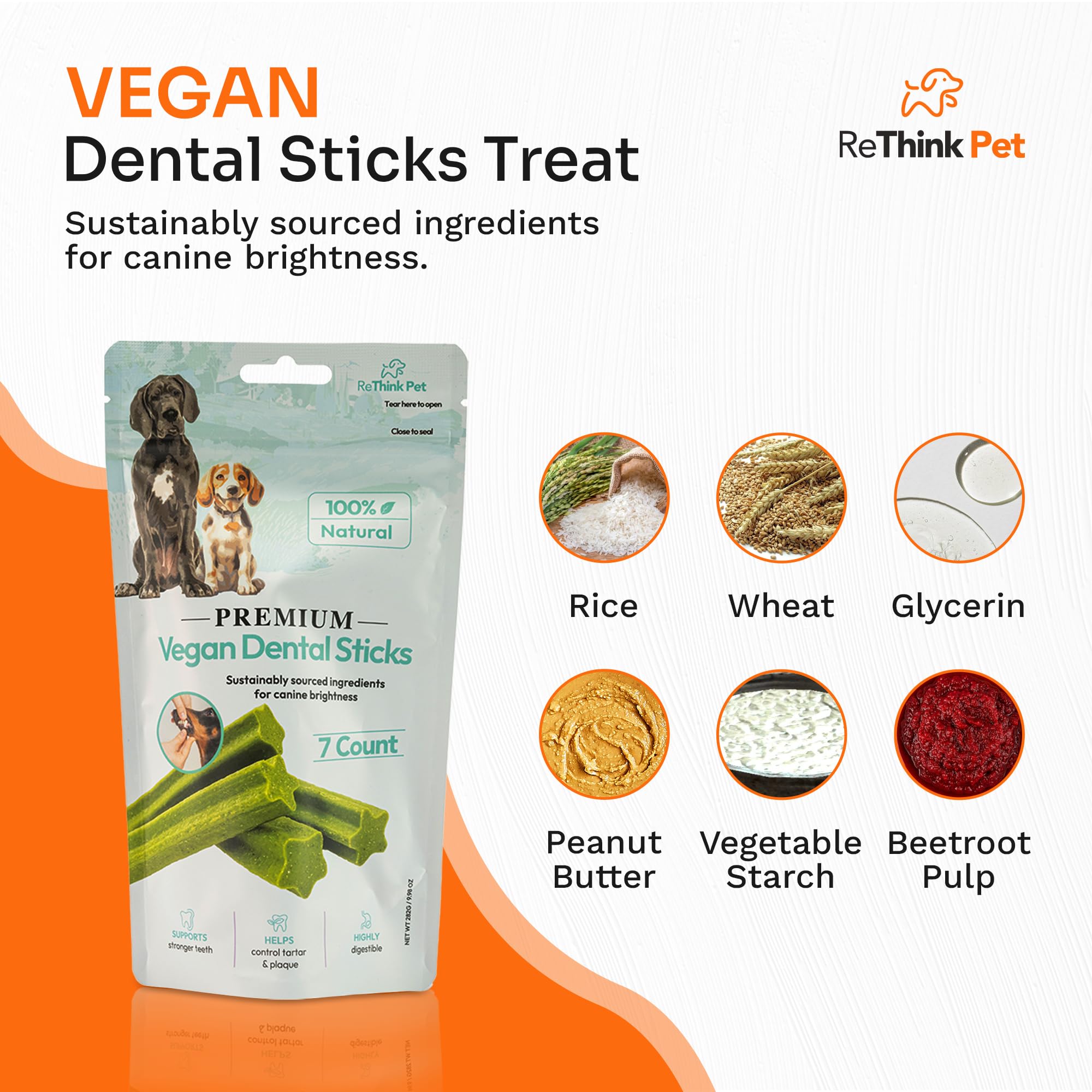 7 Pcs Premium Vegan Dental Sticks for Dogs, All Natural Dog Dental Chew, Dog Teeth Cleaning Chews, Dog Breath Treats for Dog's Oral Hygiene, Dog Chews for Cleaning Teeth, Small Dog