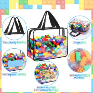 BFPT 6 Packs Toy Storage Bags Large with Zipper and Labels(6Pcs), PVC Waterproof Organizers Toy Bags for Board Games, Puzzles Pieces, Building Blocks, Handmade Accessories, Kid Books