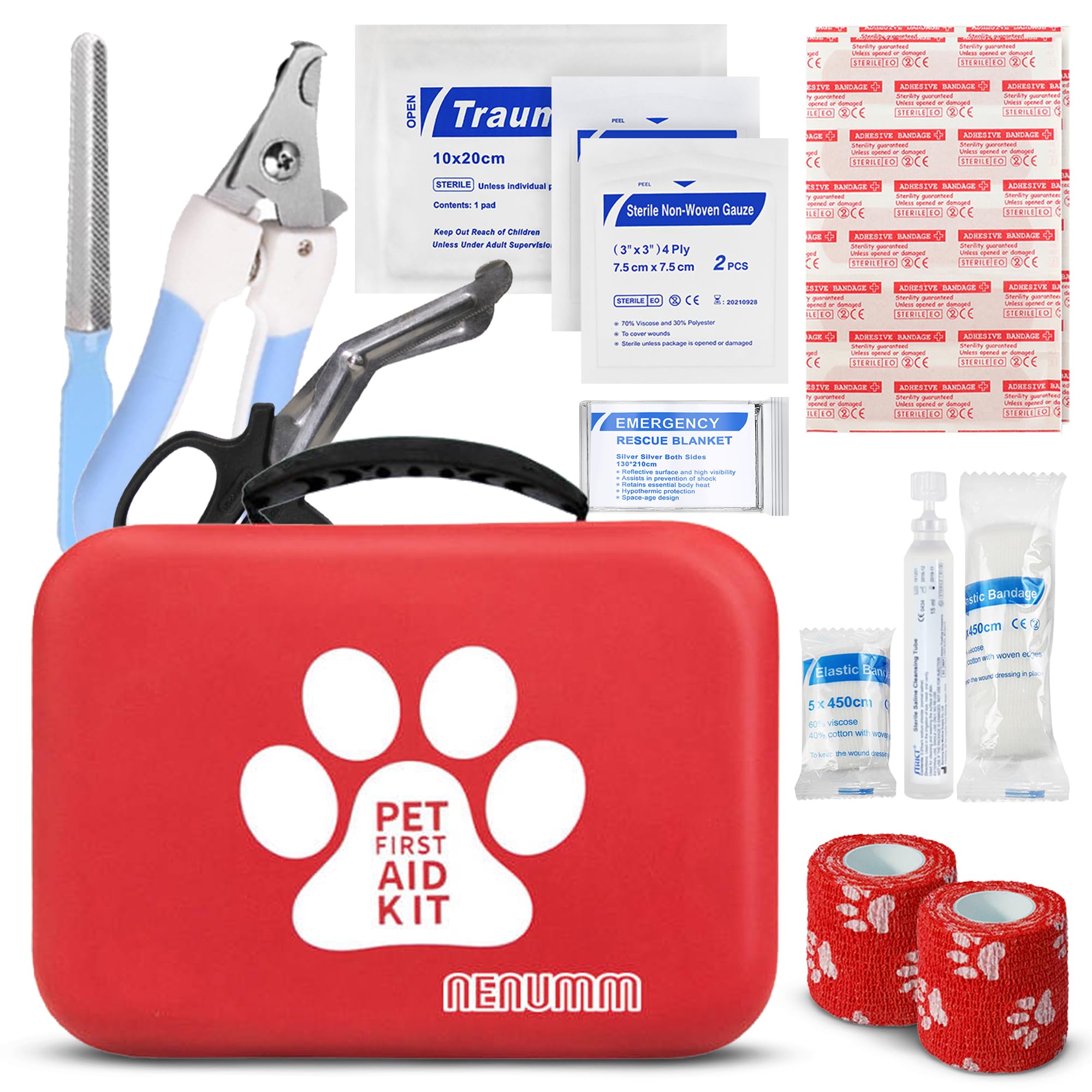 NENUMM Adventure Medical Pet First Aid Kit for Dogs & Cats - Waterproof, Lightweight EVA Emergency Kit with Organized Storage, Essential camping essentials, travel essentials