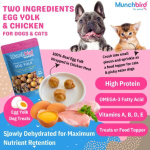 Munchbird Dehydrated Chicken Jerky Wrapped Egg Yolk Dog Treats, 100% Egg Yolk, Food Topper for Dogs, No Filler, Alternative to Freezed Dried Quail Egg Yolk, 7 OZ (Pack of 20 to 30 Egg yolks)