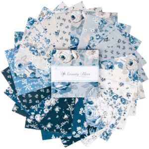 Serenity Blues Riley Blake 5-inch Stacker, 42 Precut Fabric Quilt Squares by Gerri Robinson, Assorted