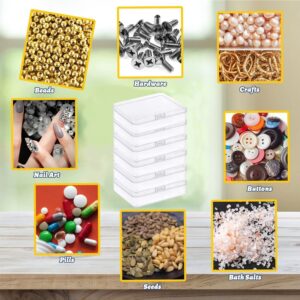 Goiio 3 Pcs 5.6x4.2x1.8 Inches Clear Rectangle Box for Collecting Small Items, Beads, Game Pieces, Business Cards, Crafts Accessories